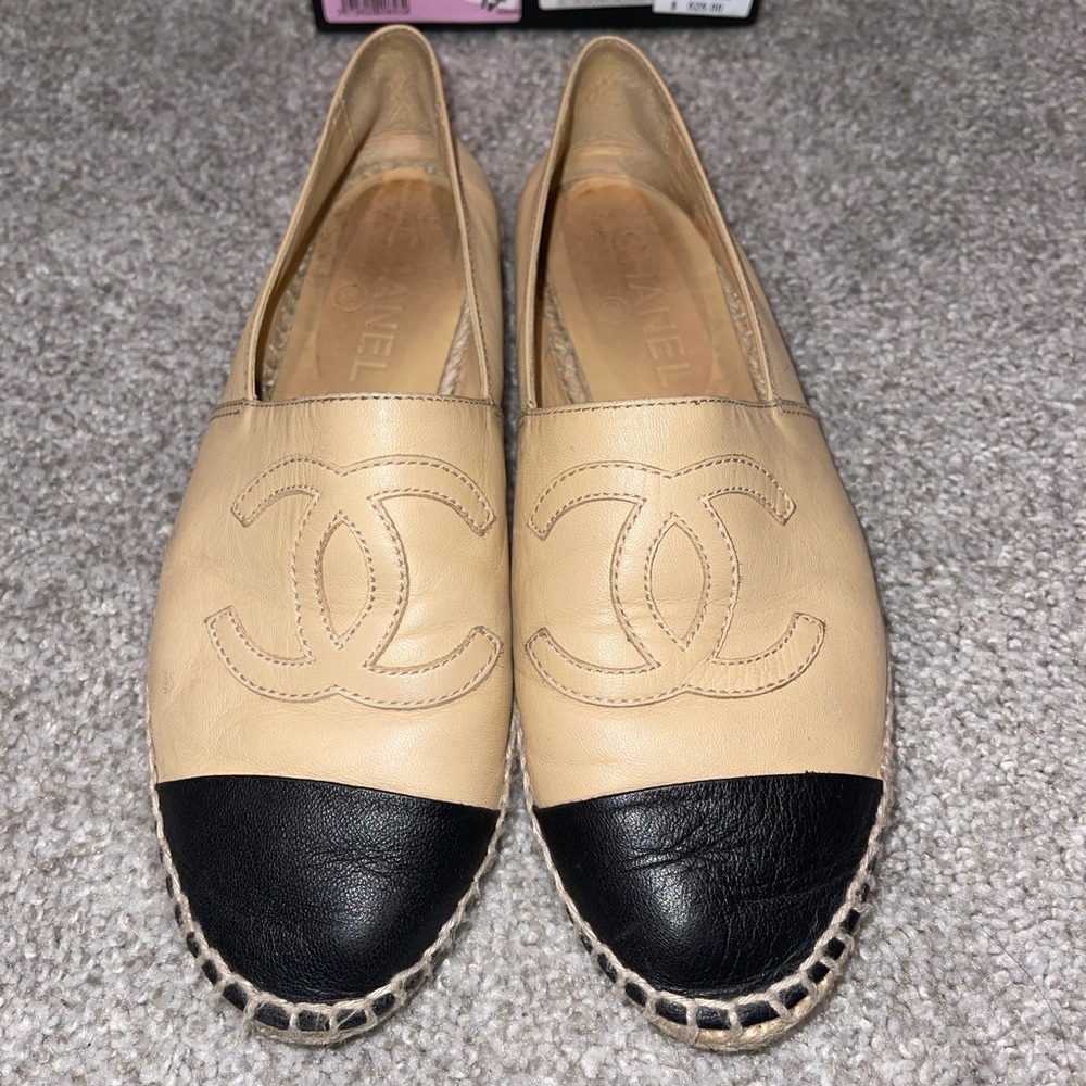 Authentic Chanel beige espadrilles